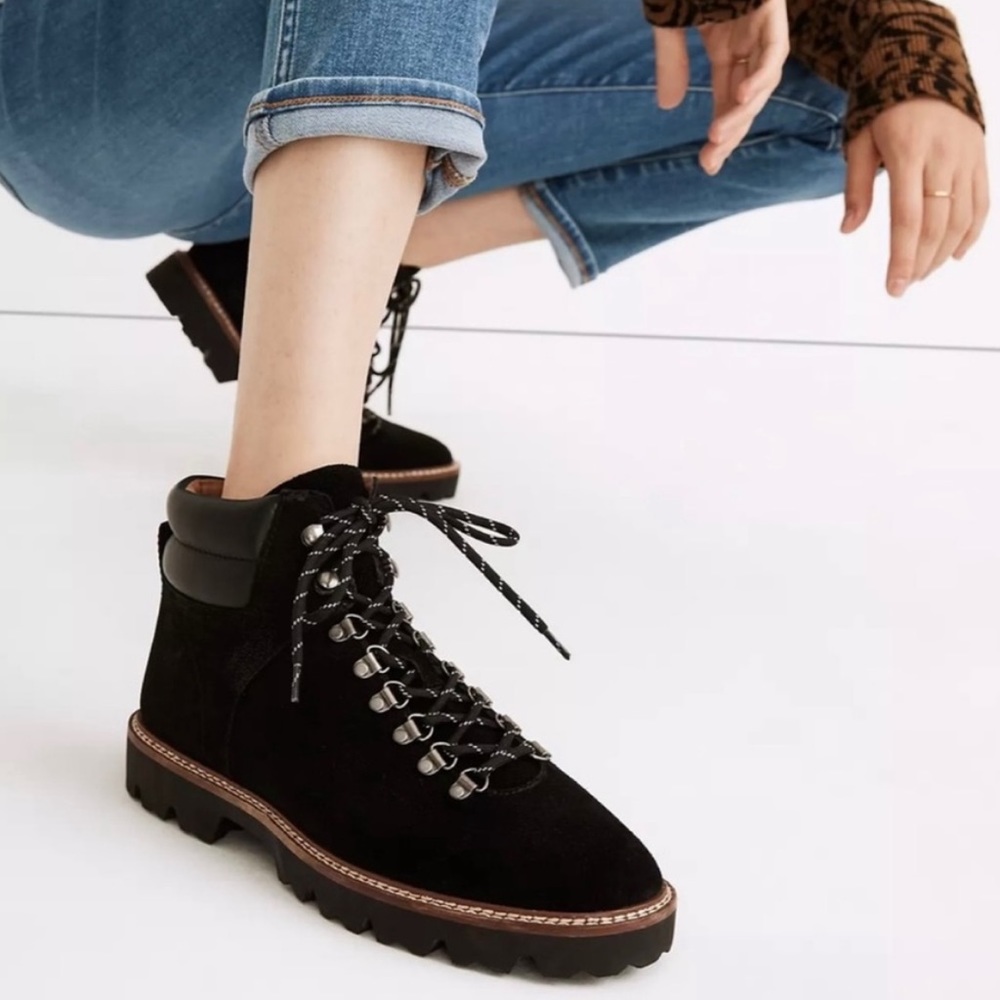 Madewell Citywalk Lugsole Hiker Boot in Leather in Black